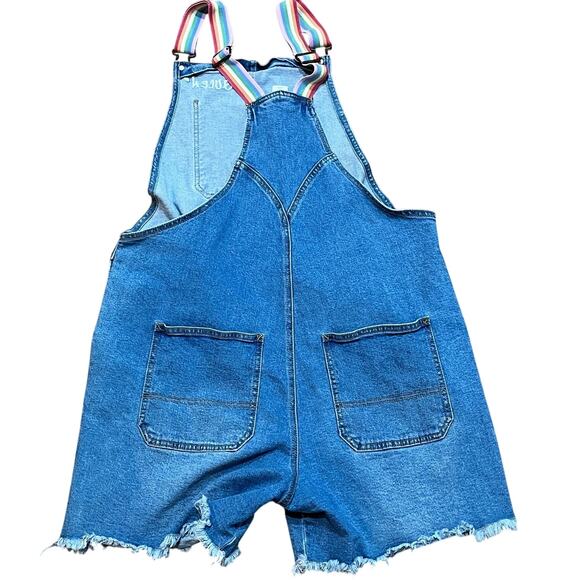 Target Pride Denim Rainbow Overalls Shortalls Womens XL High Waist Stretch Queen - Picture 2 of 6